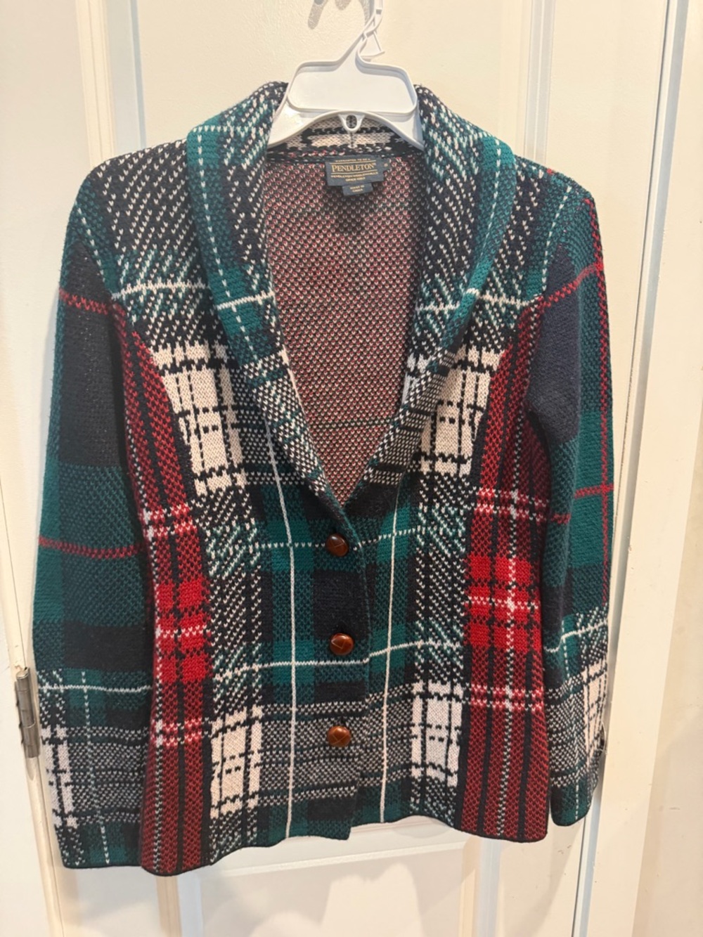 Vintage Pendleton tartan plaid wool cardigan sweater Size S - Picture 13 of 13